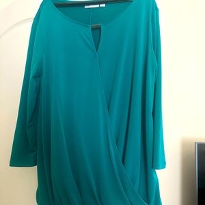 V neck chiffon long sleeves, elastic bottom